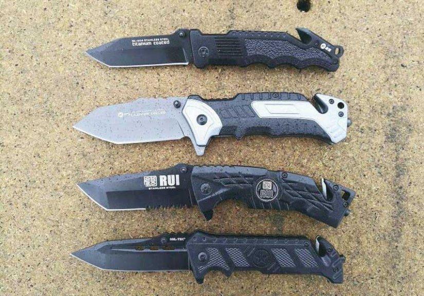 Comparação de facas de resgate